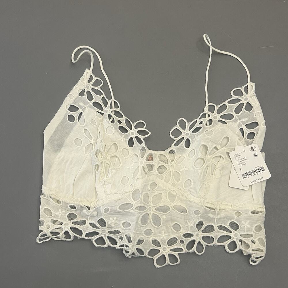 Intimately Free People Asteria Bralette Size Large Optic White Boho Festival